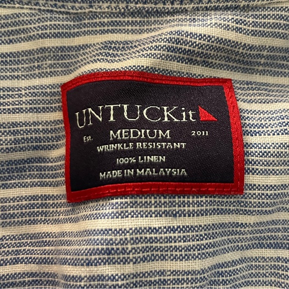 Mens Medium UNTUCKit Linen Button-Down Shirt - Great Condition - Picture 3 of 7
